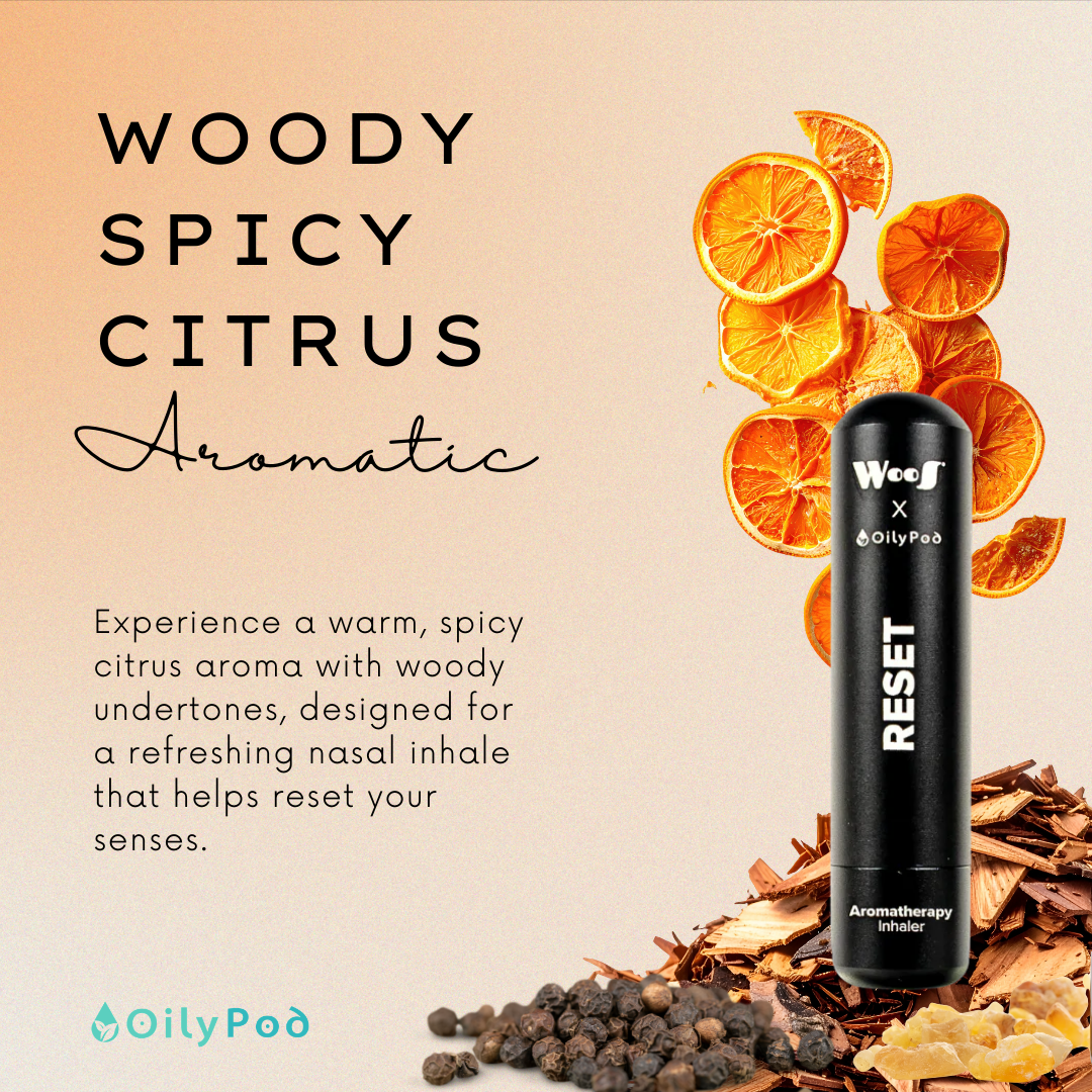 WooS x OilyPod RESET – Aromatherapy Inhaler for Mood Reset & Stress Relief