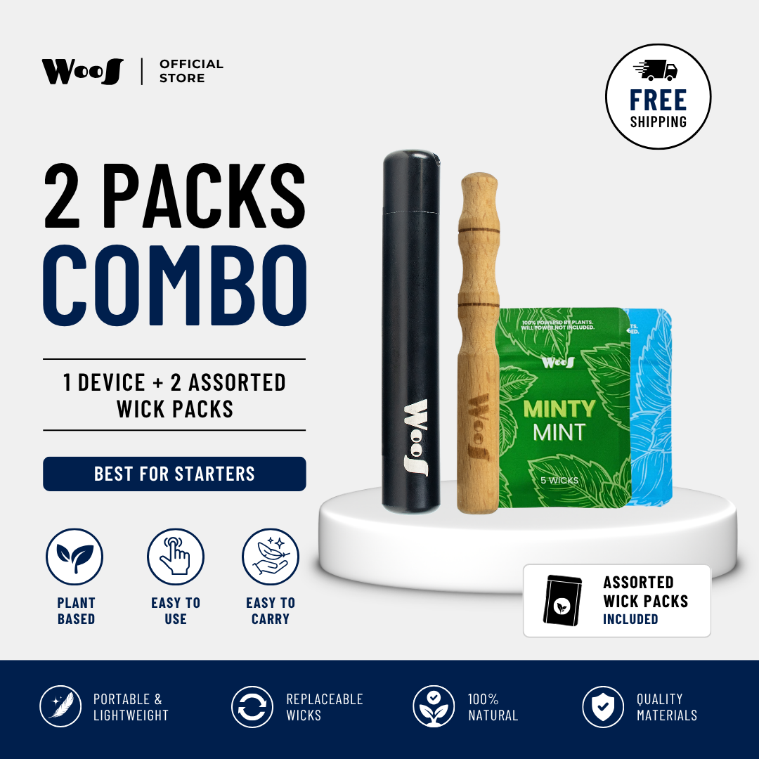 WooS Wood Aromatherapy Combo | Set Aromaterapi Kayu Premium | WooS 木质芳疗吸嗅棒套装