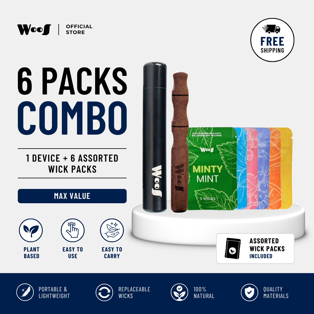 WooS Wood Aromatherapy Combo | Set Aromaterapi Kayu Premium | WooS 木质芳疗吸嗅棒套装