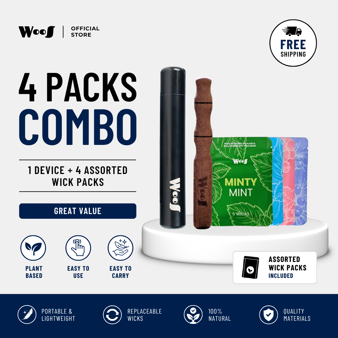 WooS Wood Aromatherapy Combo | Set Aromaterapi Kayu Premium | WooS 木质芳疗吸嗅棒套装