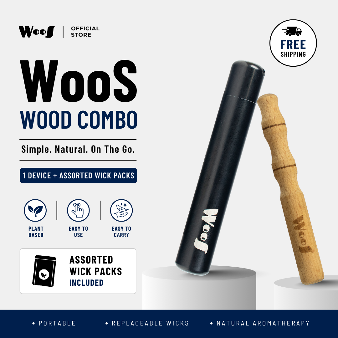 WooS Wood Aromatherapy Combo | Set Aromaterapi Kayu Premium | WooS 木质芳疗吸嗅棒套装
