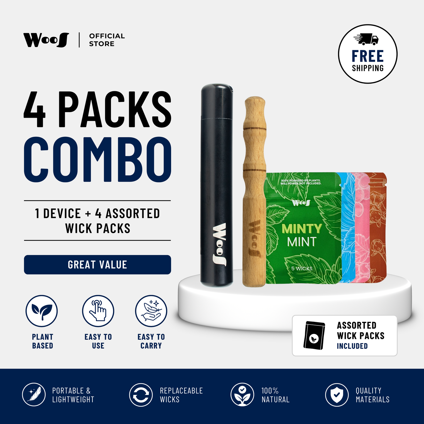 WooS Wood Aromatherapy Combo | Set Aromaterapi Kayu Premium | WooS 木质芳疗吸嗅棒套装