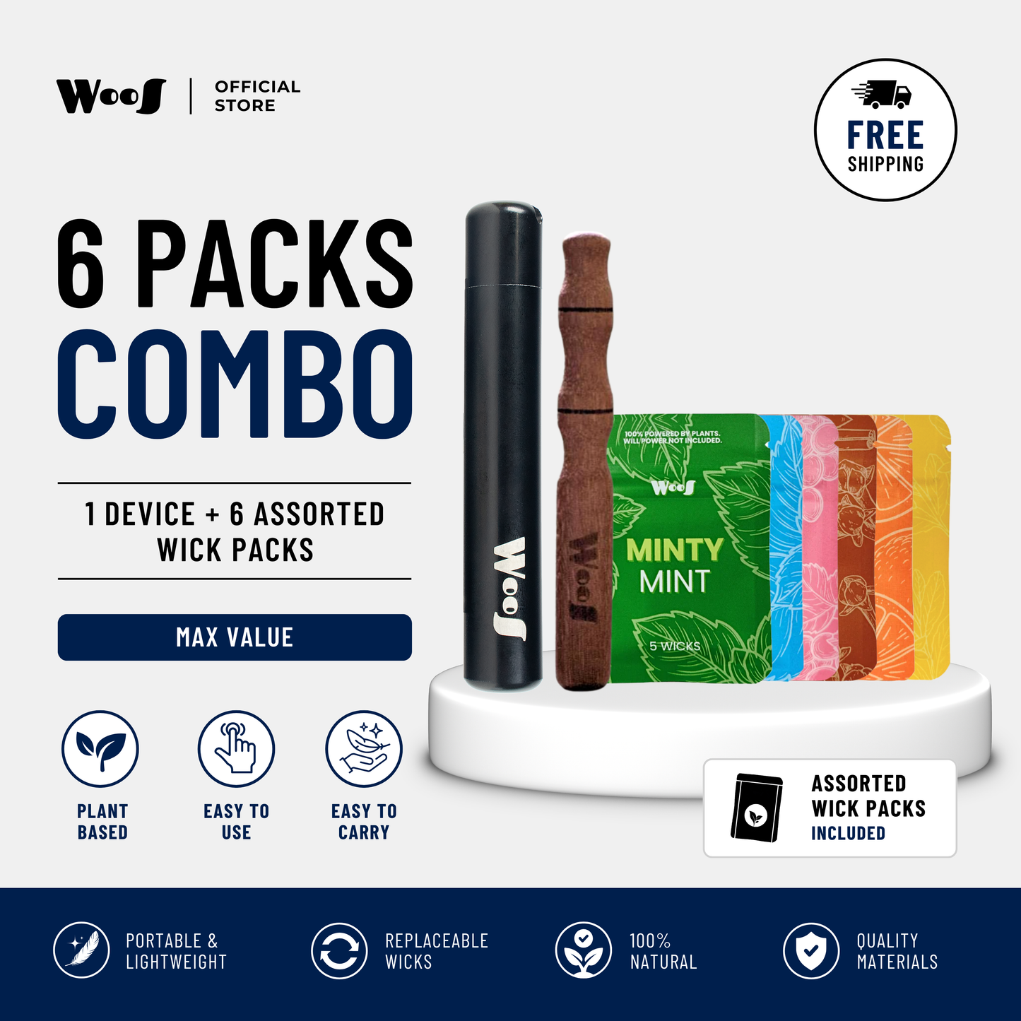 WooS Wood Aromatherapy Combo | Set Aromaterapi Kayu Premium | WooS 木质芳疗吸嗅棒套装