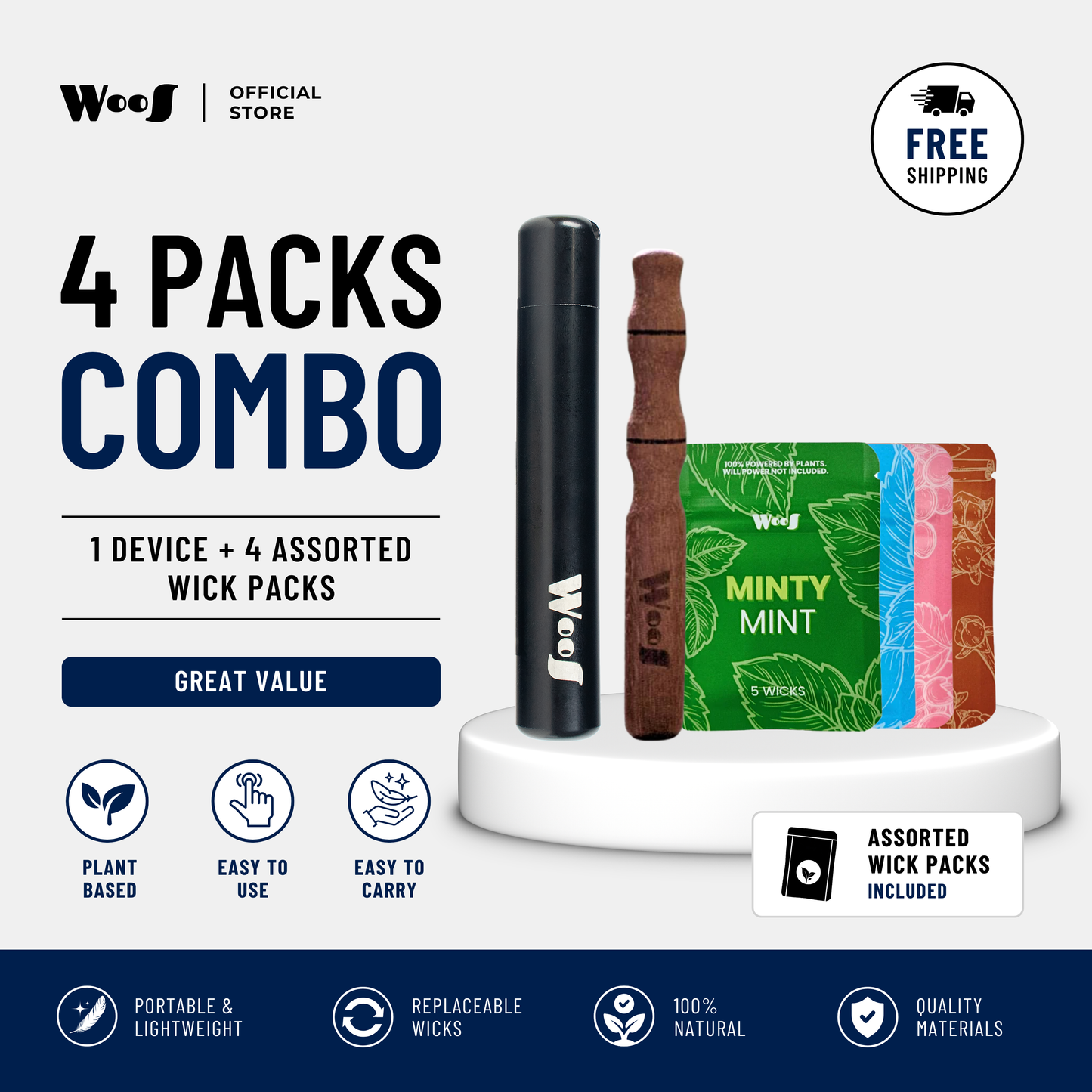 WooS Wood Aromatherapy Combo | Set Aromaterapi Kayu Premium | WooS 木质芳疗吸嗅棒套装